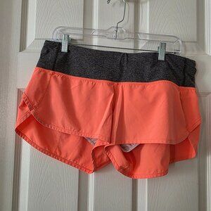 Lululemon Coral Running Speed Shorts Block-It Pocket Women's Size 10